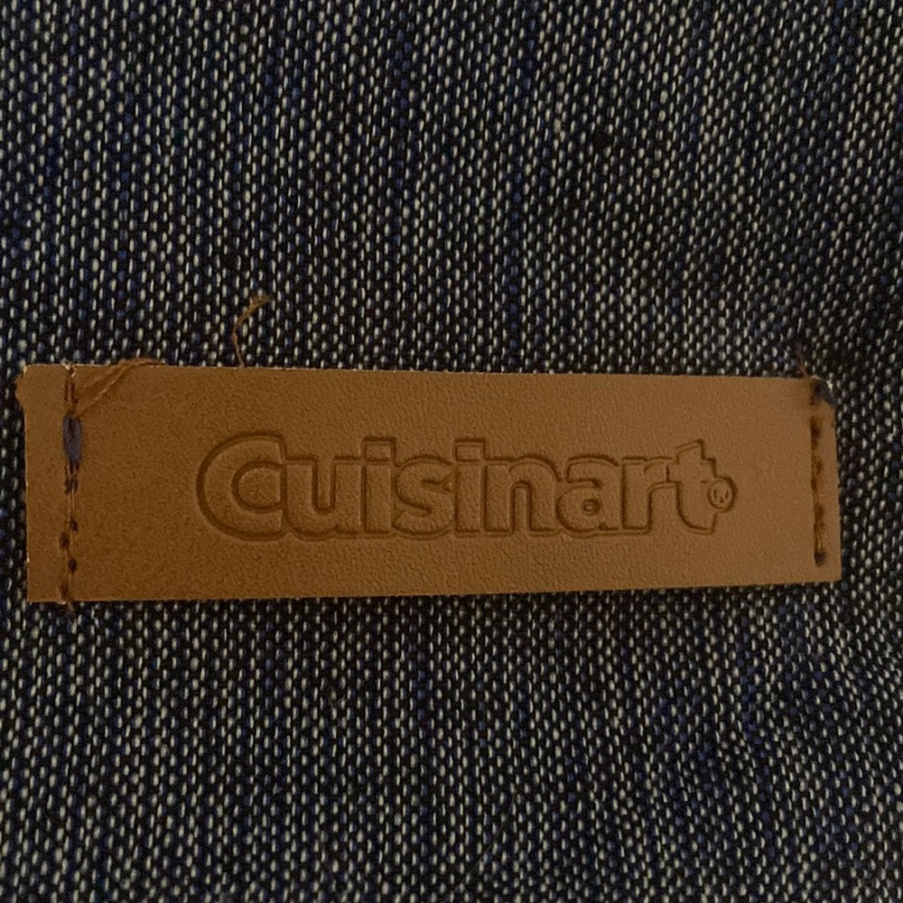 Cuisinart denim table runner leather label
